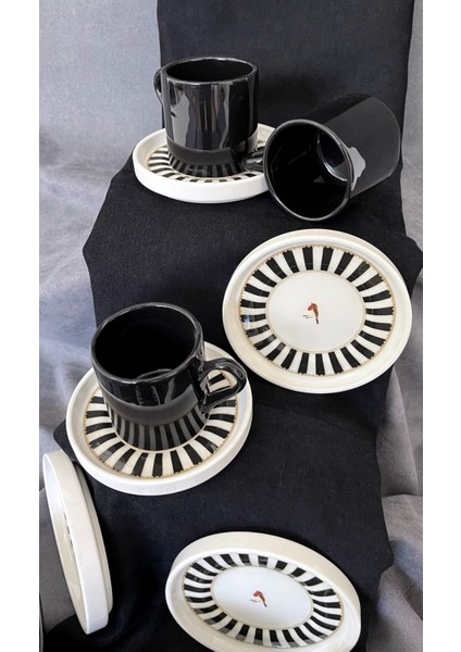 Şık 12'li Siyah Seramik Kahve Fincanı Takımı, Lüx ve Elegant Tasarım indirimleri