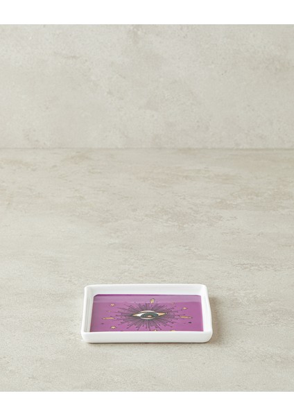 Mor ve Yeşil Renkli 11,5 cm Seramik Çerezlik, Şık ve Kullanışlı Tasarım