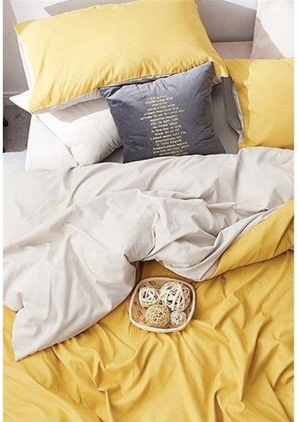 Çift Kişilik Nevresim Seti + Yastık Kılıfı Sarı Bej
