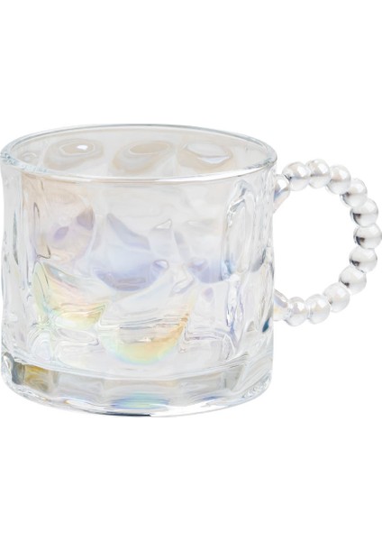 Şık Sedef Boncuklu Cam Kupa Çift Seti, Beyaz, Zarif ve Kullanışlı Tasarım
