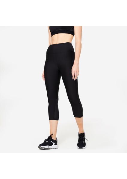 Domyos Kadın Siyah Spor Taytı 120 - 7/8 - Fitness Kardiyo