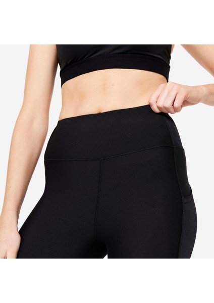 Domyos Kadın Siyah Spor Taytı 120 - 7/8 - Fitness Kardiyo indirimleri