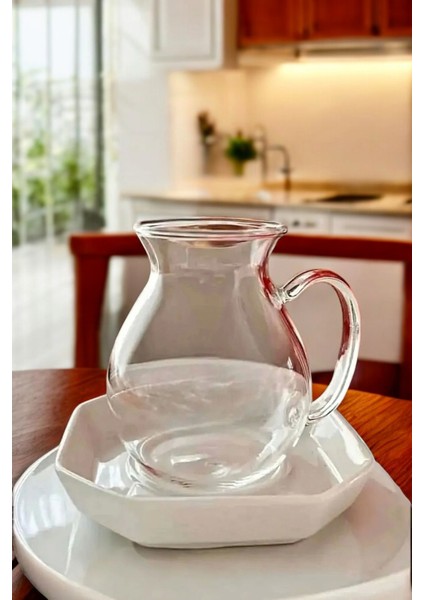 6'lı Turuncu Borosilikat Cam Bardak Seti Isıya Dayanıklı Kulplu fiyatları