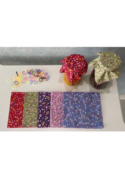 50 Adet Renkli Çiçekli Kavanoz Kapağı ve Bağlama Lastiği Seti indirimleri