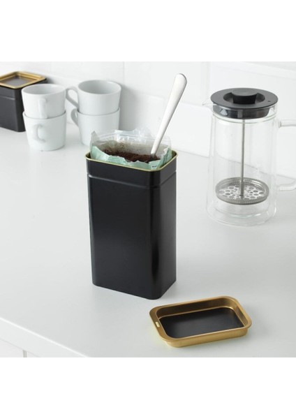 Siyah Kalay Kaplama Çelik Saklama Kutusu 11X7X20 Cm, Kahve, Çay, Kurabiye, Gıda fiyatları