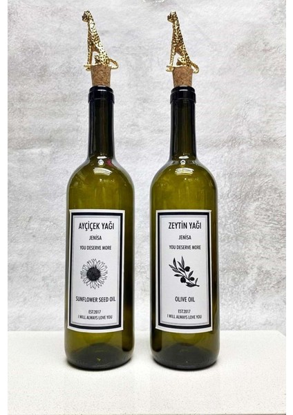 Yeşil Şişe Altın Leopar Mantar Tıpalı 750ML Yağlık ve Yağdanlık Seti fiyatları