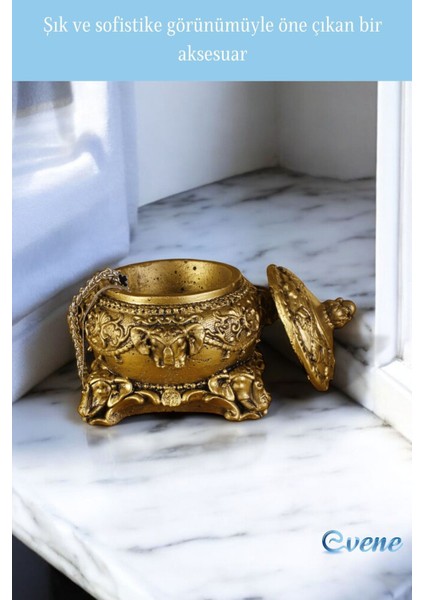 Şık Takı ve Makyaj Düzenleyici, Altın Eskitme Renk, Pratik ve Estetik Tasarım