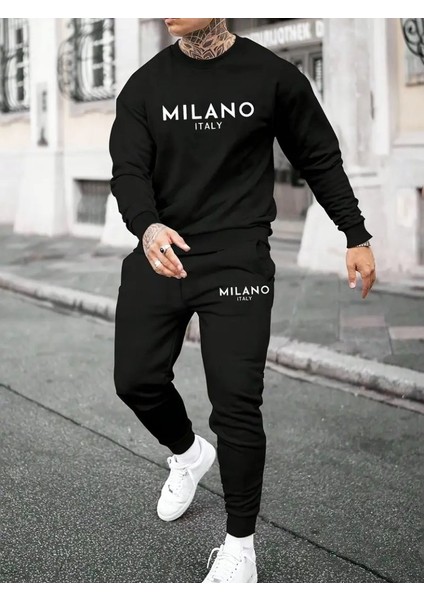 Erkek Uzun Kollu Baskı Detaylı Iki Iplik Takım