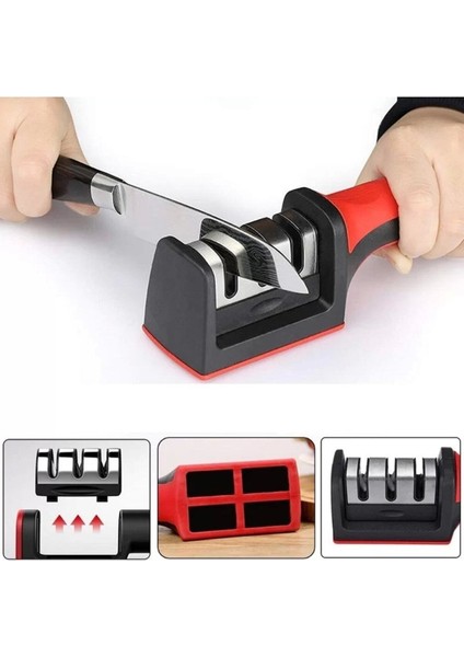 Üç Kademeli Elmas Bıçak Bileme Aracı, Keskinlik Artırıcı, Pratik ve Dayanıklı