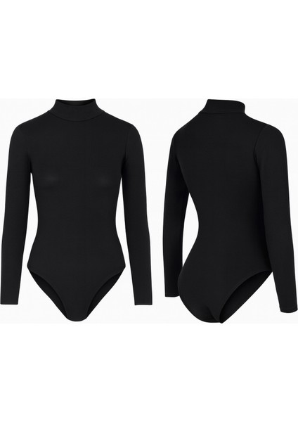 Kadın Pamuklu Likralı Penye Uzun Kol Boğazlı 2'li Çıtçıtlı Body Q6K1K8T1KA