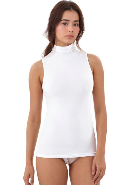 Kadın Modal Pamuklu Likralı Kolsuz Yarım Balıkçı Yaka 2'li Atlet T-Shirt Q6K6K1T4KA fiyatları