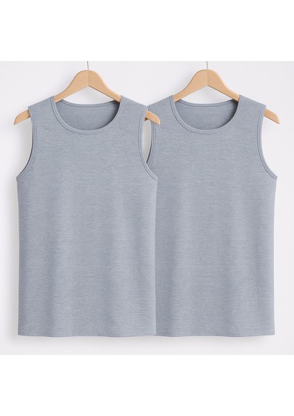 Erkek %100 Pamuklu Ribana 2'li Bisiklet Yaka Kolsuz Body Q2IK1L1KK7E.2LI