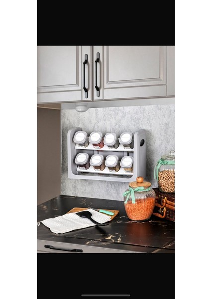 8'li Standlı, Kilitlenebilir Kapaklı Baharatlık Seti, Şık ve Kullanışlı Mutfak Düzeni Sağlar fırsatları