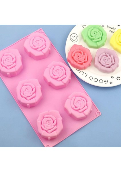 Büyük Boy Çok Amaçlı Silikon Gül Kalıbı 6'lı, Kek, Sabun, Mum, Buz, Kokulu Taş indirimleri