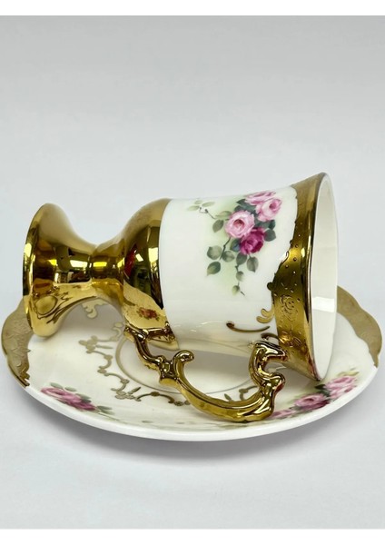 Beyaz 90CC Ayaklı Altlı Kahve Fincan Takımı, Şık ve Kullanışlı Set