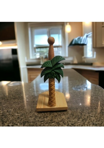 Yeşil Ahşap Rulo Havlu Aparatı, Dekoratif Peçetelik, Şık ve Işlevsel Tasarım fırsatları