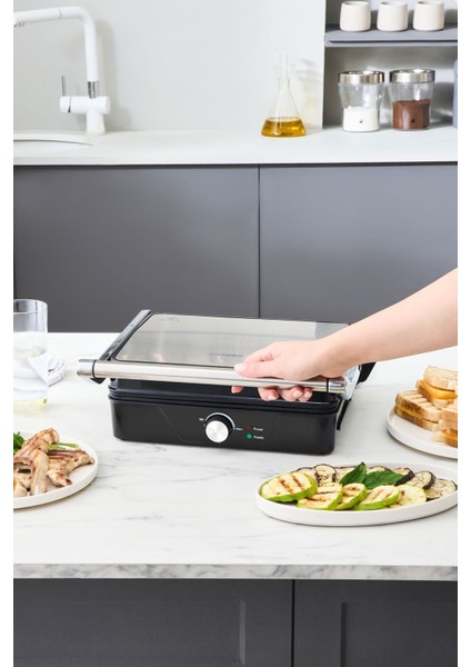 2000W Gümüş Izgara ve Tost Makinesi, 4 Dilim, Pratik ve Şık Tasarım