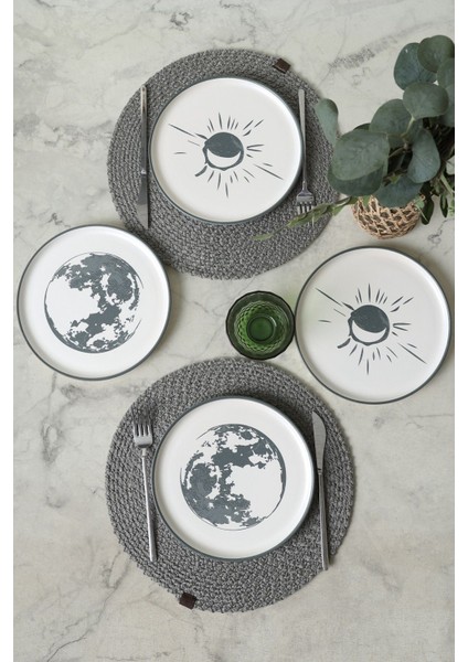 Çok Renkli 22 cm Nordic Pasta Tabağı 4'lü Set, Şık ve Dayanıklı</system