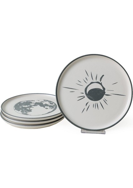 Çok Renkli 22 cm Nordic Pasta Tabağı 4'lü Set, Şık ve Dayanıklı</system