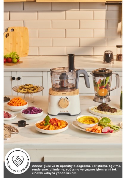 Çok Fonksiyonlu Güçlü Mutfak Robotu, Kahverengi, 2000 W modelleri