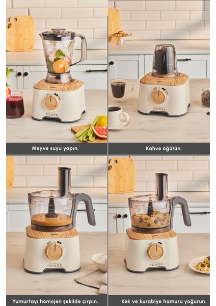 Çok Fonksiyonlu Güçlü Mutfak Robotu, Kahverengi, 2000 W indirimleri