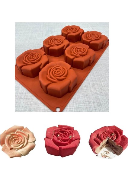 Büyük Boy Kek, Sabun, Mum, Kokulu Taş ve Silikon Gül Kalıbı Seti