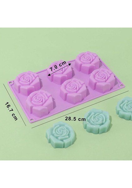Büyük Boy Kek, Sabun, Mum, Kokulu Taş ve Silikon Gül Kalıbı Seti fırsatları