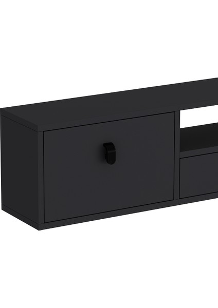 1309DROPDD-1 Duvara Montaj Tv Sehpası Antrasit-Siyah Kulp