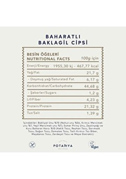Baharatlı Baklagil Cipsi Vegan Protein Kaynağı 3 Adet Katkısız ve Koruyucusuz fiyatları