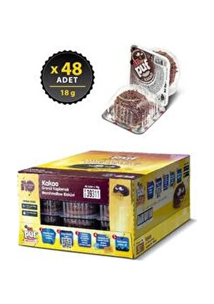 PUF Kakaolu Granüllü Kaplamalı Marshmallow Bisküvi 18 gr x 48 Adet Lezzetli Atıştırmalık fırsatları