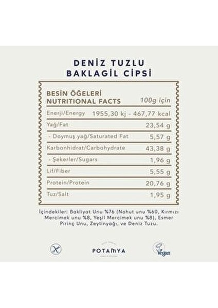 Baklagil Cipsi Deniz Tuzlu 3 Adet Katkısız ve Koruyucusuz Fırınlanmış fiyatları