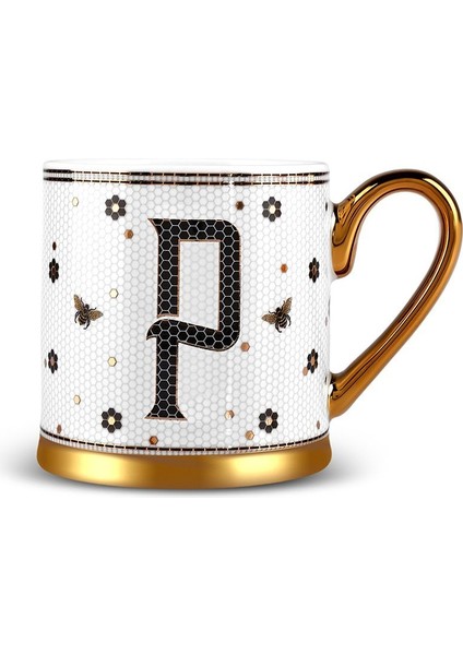 P Harfli 330 ml Siyah Kupa, Şık ve Kullanışlı Tasarım ile Günlük Kullanım Için Ideal