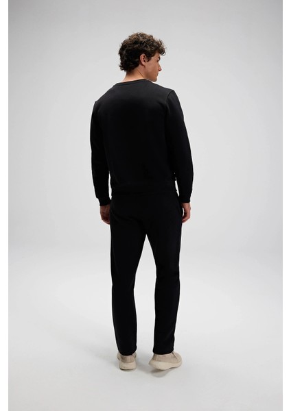 Pamuklu Regular Fit Bisiklet Yaka Logolu Sweat Erkek Sweat EM579