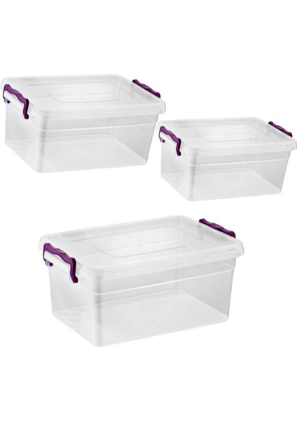 Turuncu Saklama Kabı Seti, 5,5 Litrelik, 3 Adet, Pratik ve Şık Kullanım Sağlar.