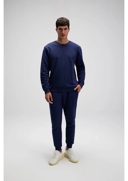Pamuklu Regular Fit Bisiklet Yaka Logolu Sweat Erkek Sweat EM556 modelleri