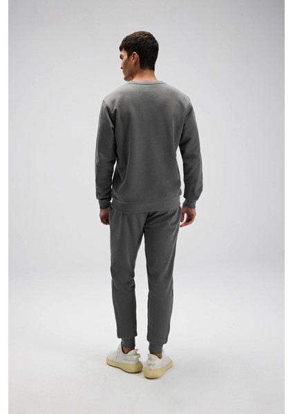 Pamuklu Regular Fit Bisiklet Yaka Logolu Sweat Erkek Sweat EM556 indirimleri