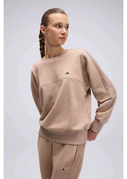 Logolu Pamuklu Regular Fit Bisiklet Yaka Sweat Bayan Sweat EF567