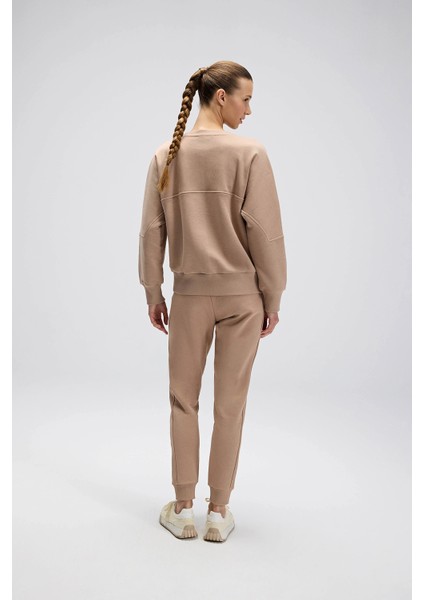 Logolu Pamuklu Regular Fit Bisiklet Yaka Sweat Bayan Sweat EF567