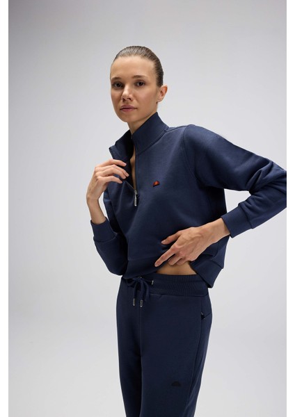 Pamuklu Regular Fit Yarım Fermuarlı Dik Yaka Sweat Bayan Sweat EF557 fiyatları