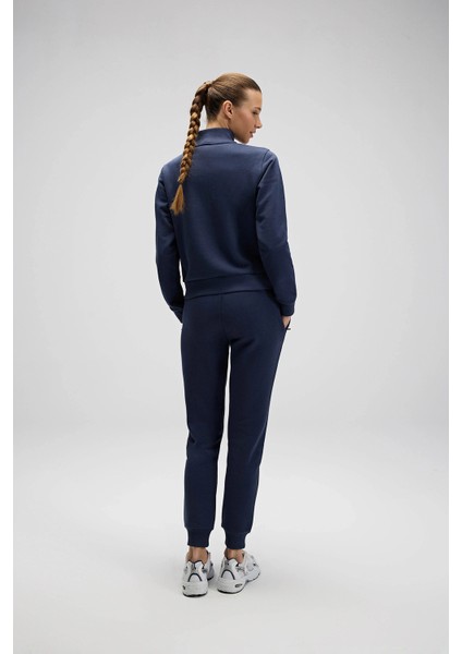 Pamuklu Regular Fit Yarım Fermuarlı Dik Yaka Sweat Bayan Sweat EF557