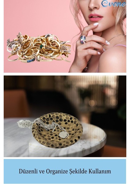 Altın Eskitme Dekoratif Kase Takı ve Mum Tabağı Organizer fırsatları