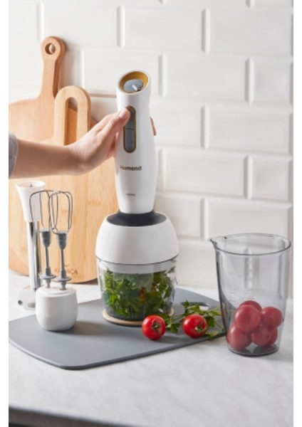 Krem Gold Renkli Çok Fonksiyonlu Blender Seti, Şık ve Kullanışlı Tasarım