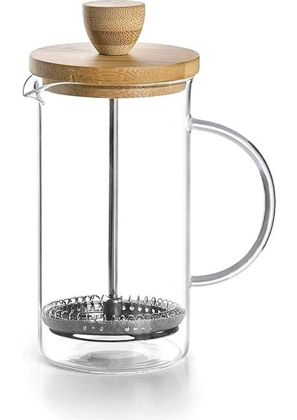 Renkli Bambu Kapaklı 350 ml French Press, Şık ve Dayanıklı Kahve Demleme Aracı