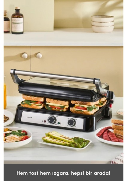 Zaman Ayarlı 2000W Izgara ve Tost Makinesi, 6 Dilim Kapasiteli, Modern Tasarım modelleri