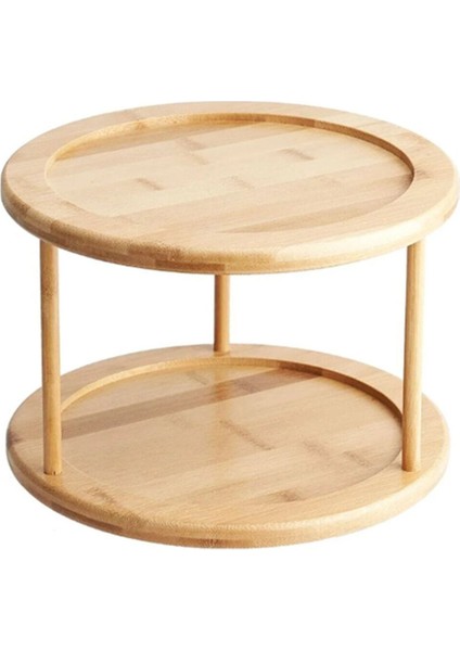 Iki Katlı Bambu Döner Sunum Seti Beyaz, Şık ve Dayanıklı Tasarım