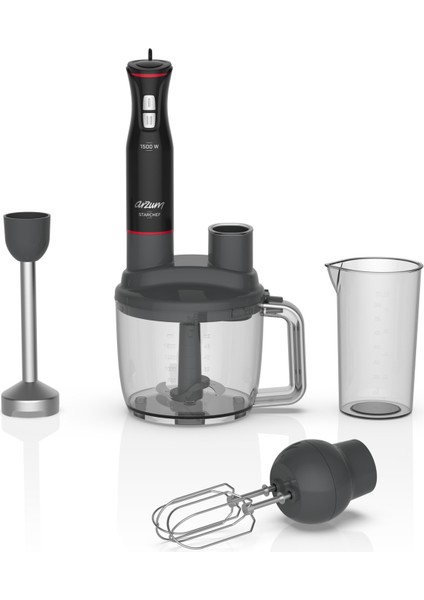 Güçlü Çok Fonksiyonlu Blender Seti 1500 W Siyah - AR1137