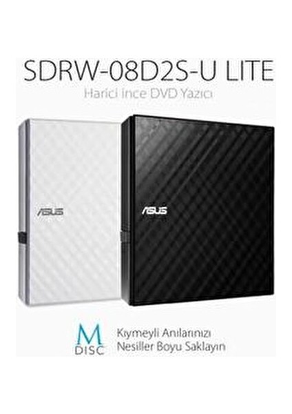 Harici DVD Yazıcı Slim 8X Süratli USB 2.0 Bağlantı Beyaz Renkli Model SDRW-08D2S-U indirimleri