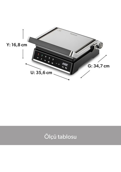 Inox Gövdeli, Döküm Plakalı, 5 Programlı, LED Ekranlı Tost ve Izgara Makinesi fiyatları