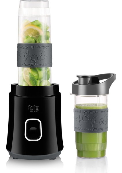 Kişisel Blender Seti 570ML ve 400ML Şişe, 600W, Siyah Renkli
