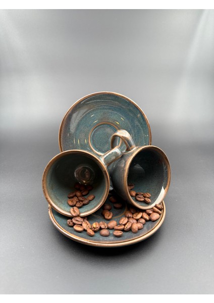 Irear Porcelain 4 Parça 2 Kişilik Maar Renk Espresso Fincanı